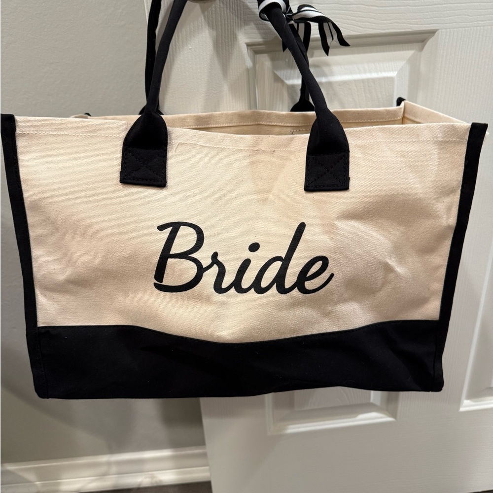 Bride Canvas Tote Bag - Black and Cream